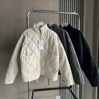 Women's Cotton Jacke New Vintage Lenzing Rayon High Collar Large Pocket Decorative Quilted Coat for Women