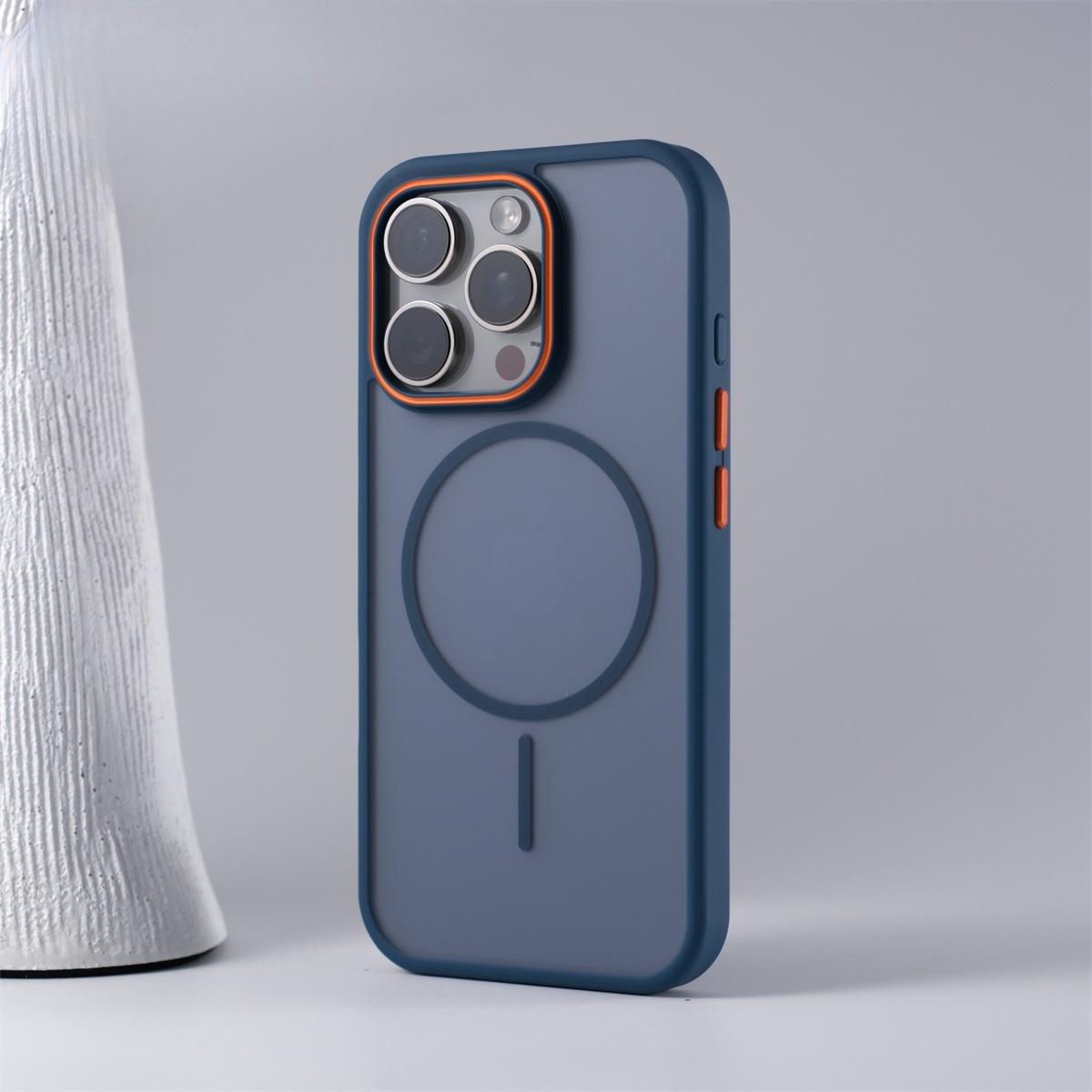 

Applicable To IPhone 16 Skin soft and Thin Circle Magnetic Suction Apple 15 Translucent Contrast Lens Ring Mobile Phone Case iPhone 12 PROMAX