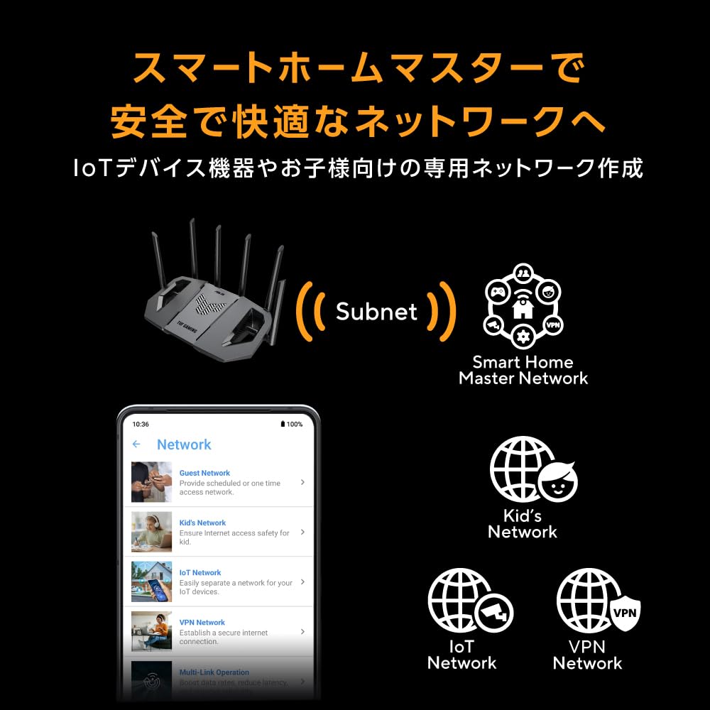 [Amazon.co.jp Exclusive] ASUS TUF Gaming BE9400 Wireless Router, the latest standard for Wi-Fi 7 (5764+2882+688Mbps v6 Plus), supports OCN Virtual Con