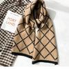 Cute Soft Girl Women's Plaid Scarf Autumn Winter Korean Style Versatile Thickened Warm Knitted Wool Neck Warmer