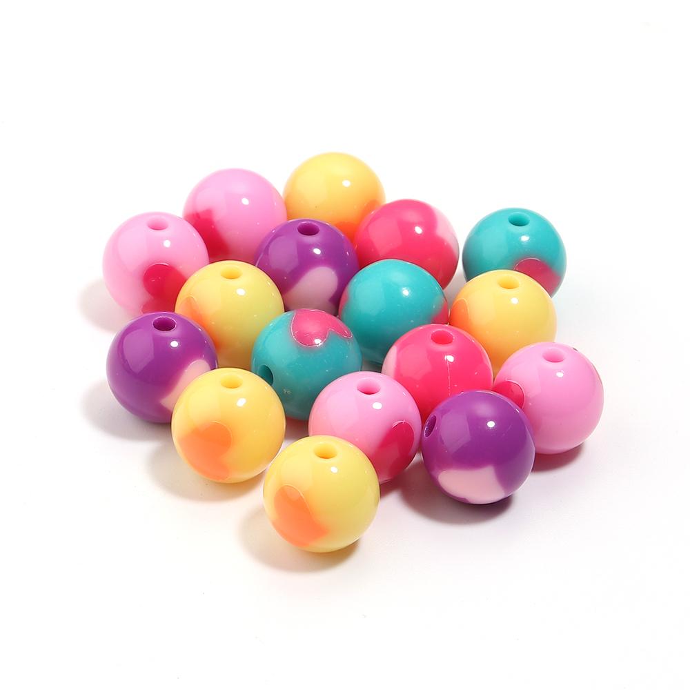 10/30pcs 12/14/16mm Love Heart Acrylic Beads Mixed Color Round Loose Beads For Jewelry Making DIY Bracelets Keychain Accessories