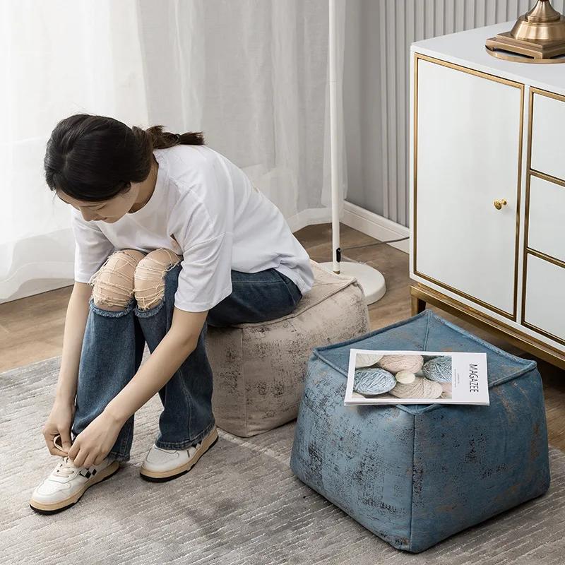 Unstuffed Leather Footstool Protector Cover Protectors Machine Washable Footrest Sofa Slipcover Simple Installation Nonslip Soft