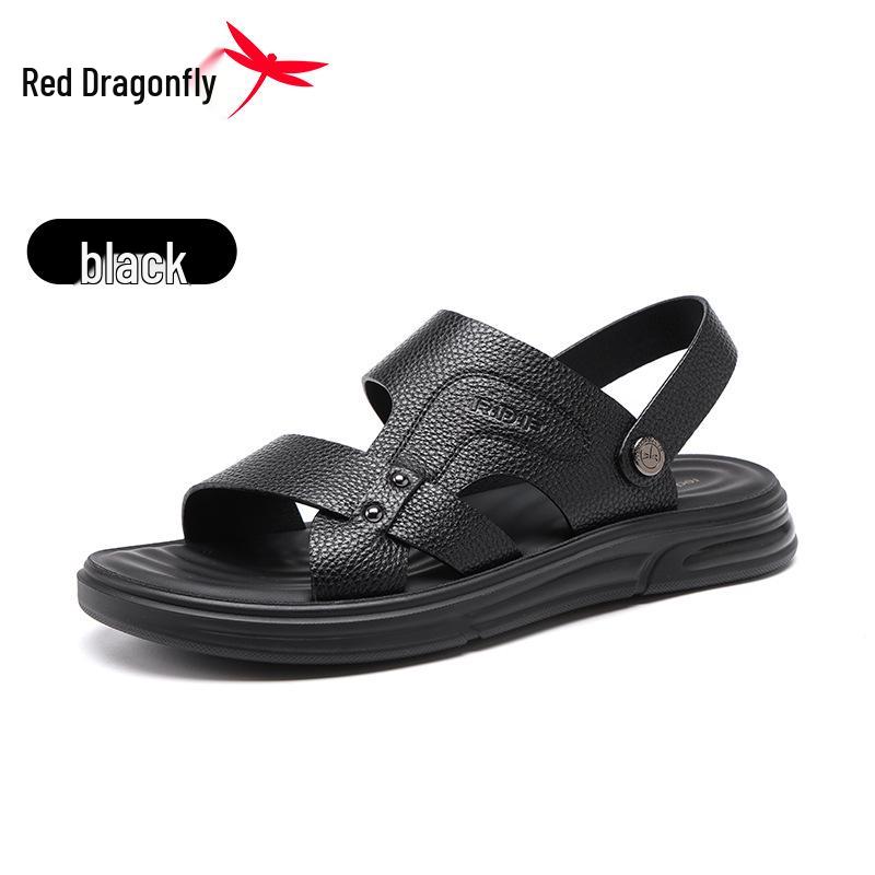 Red Dragonfly Men s Leather Dual-Use Non-Slip Sports Sandals 43