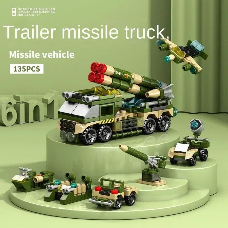 6 IN 1 City Engineering Car Police Truck Mech Dinosaur Building Blocks Tank Helicopter Bricks Fire Fighting Set Toys for Children