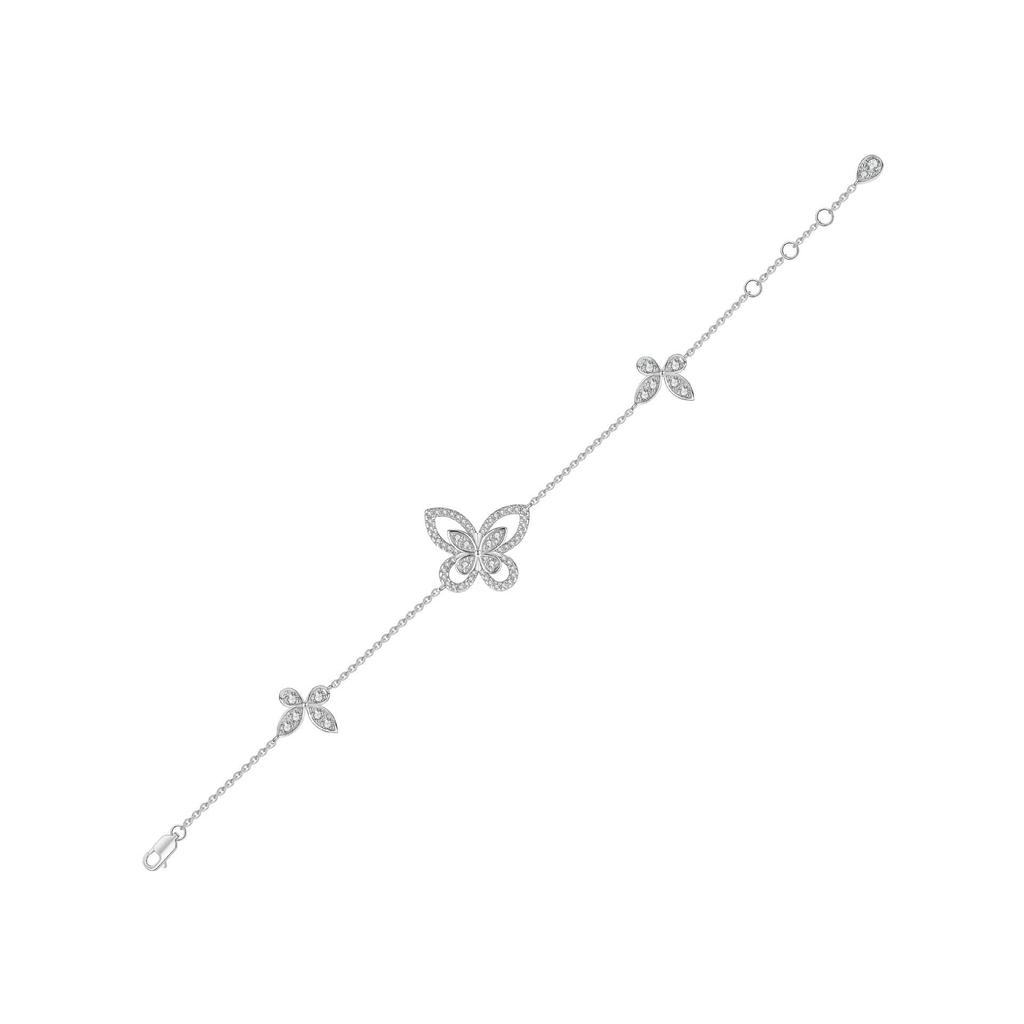 High-End 925 Silver Butterfly Bracelet with Inlaid Diamonds: Elegant, Versatile, and Hollowed-Out Design for Women.