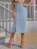 Sexy Streetwear Button Women Skirt Autumn Winter Elegant Denim Skirt Female High Waist Casual Bodycon Long Skirts