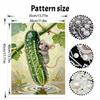 DIY Frameless Pearl Painting Kit Cute Mouse & Cucumber 3D Shiny Bead Art Canvas Relaxing Creative Craft for Home Wall Decor Gift