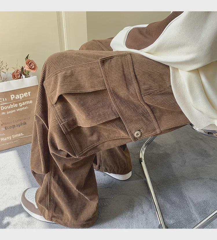 Salopette retrò da uomo in velluto a coste con coulisse e tasche grandi - Spessa e ampia per abbigliamento casual autunnale e invernale.