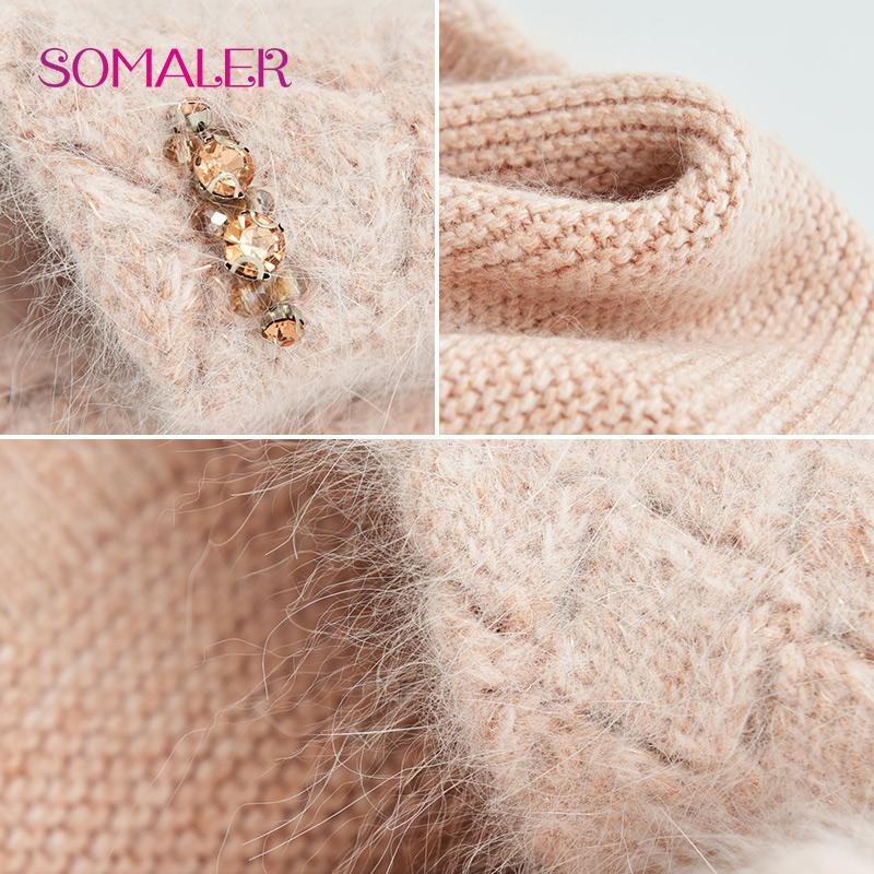 Czapka zimowa dla kobiet z wełny królika angora dzianinowa czapka gruba ciepła czapka damska czapka z czystego kaszmiru