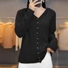 Spring and Autumn Women's Knit Sweater Solid Color Cardigan Hoodie Long Sleeve Top