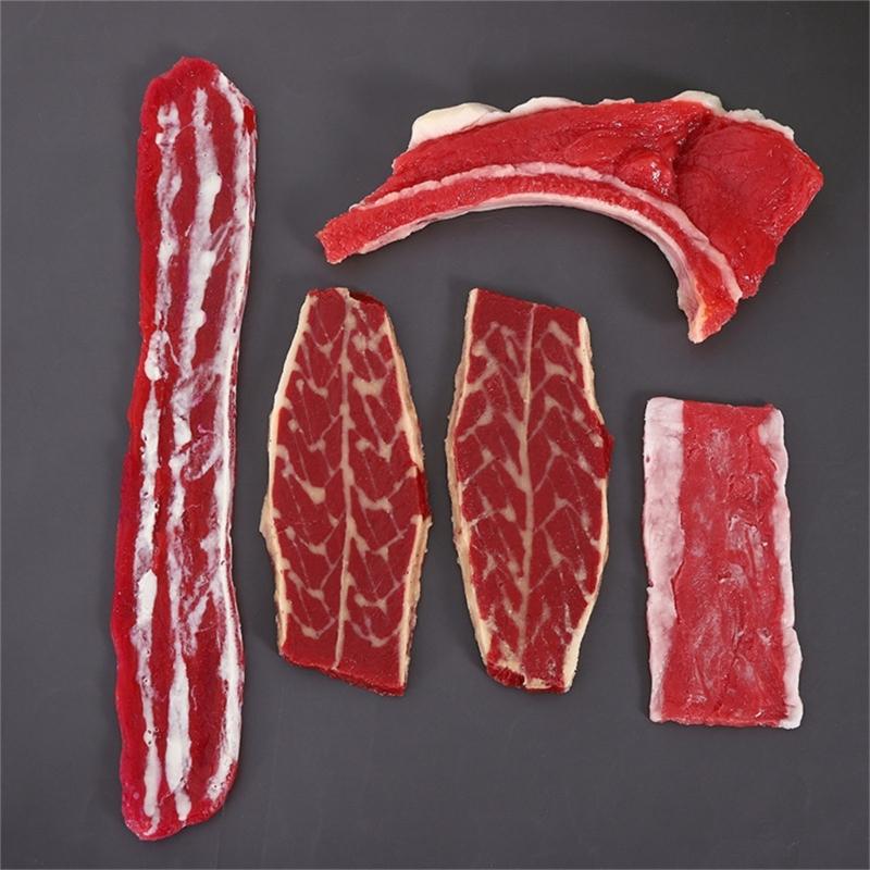 Artificial Pork Steak Simulation Meat Food Fake Meat Roasting Beef for Kitchen Markets Display Photography Props