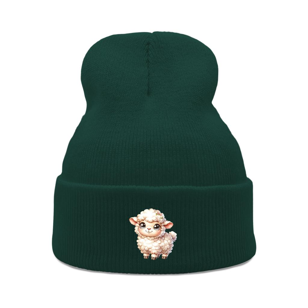 Unisex Winter Hats Knitted Hat Beanie Cute Sheep Print Woman Cap Simple Cancer Chemo Knit Cap Beanie Perfect For Mountaineering