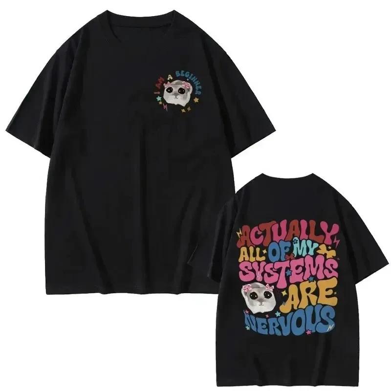 Kawaii Hamster Women's T-shirt Fashionable Summer Casual Short Sleeved Street Wear Classic Printed Women T-shirt Clothing