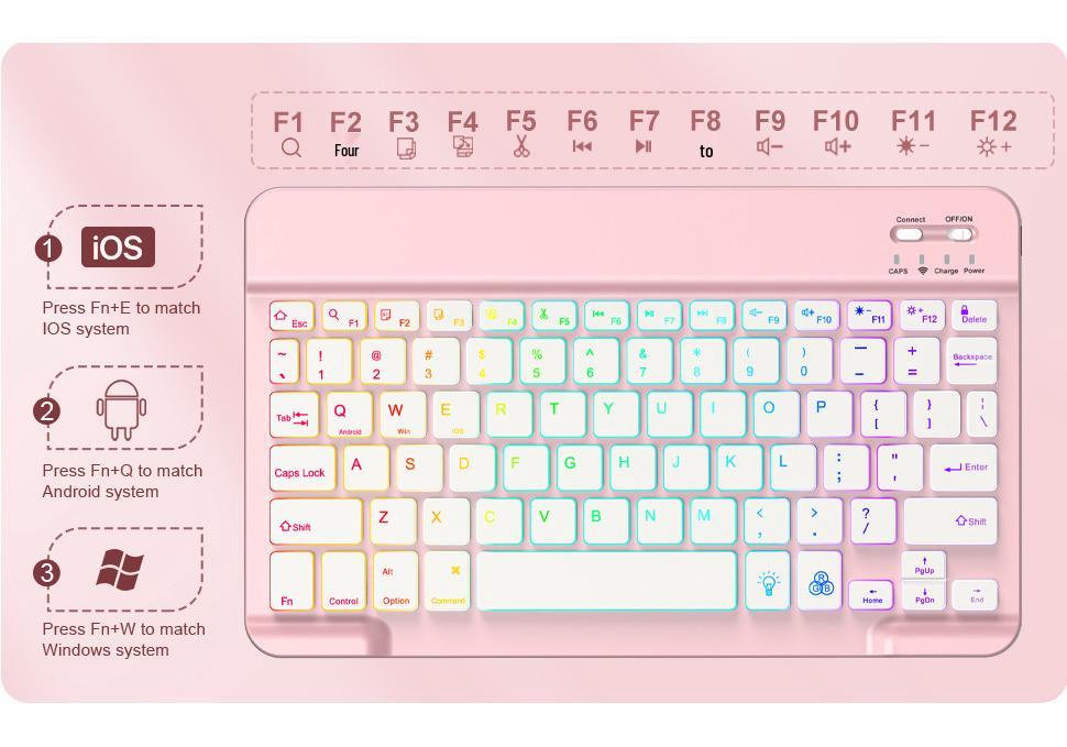 Huawei MatePad SE11 Bluetooth Keyboard Case with Pen Slot & 7-Color Backlight