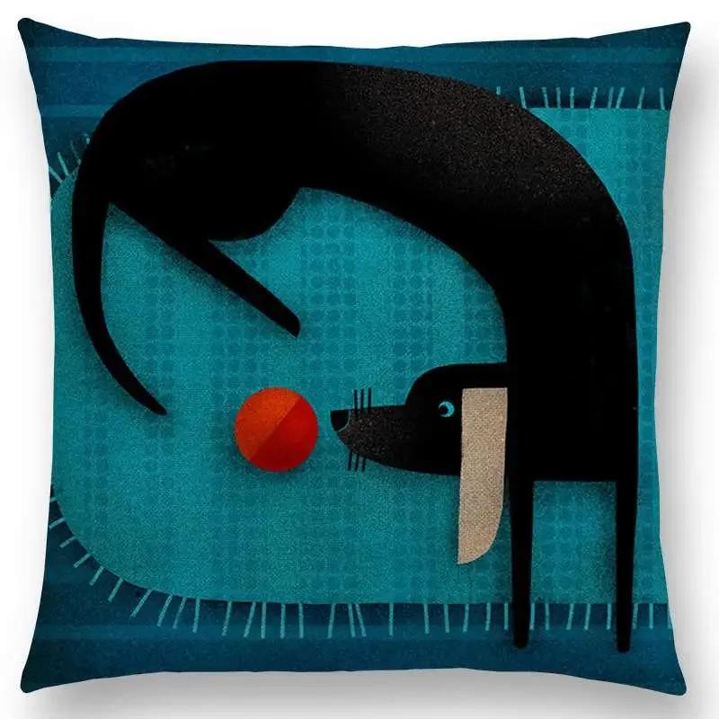 Abstract Fantasy Animals Painting Sofa Throw Pillow Case Dachshund Owl Cat Dog Squirrel Rabbit Fox Elephant Cushion Cover