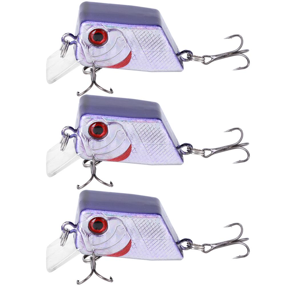 3PCS Unique Square Shape Mini Lure Artificial Simulation Lifelike Bait Fishing Tackle2#