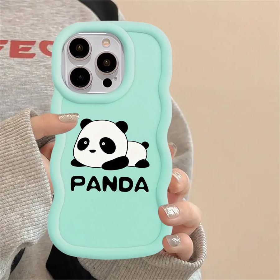 Cartoon Panda Case for iPhone 12 11 14 8 16 Pro Max 15 Plus XR 13 17 Air Soft Phone Cover