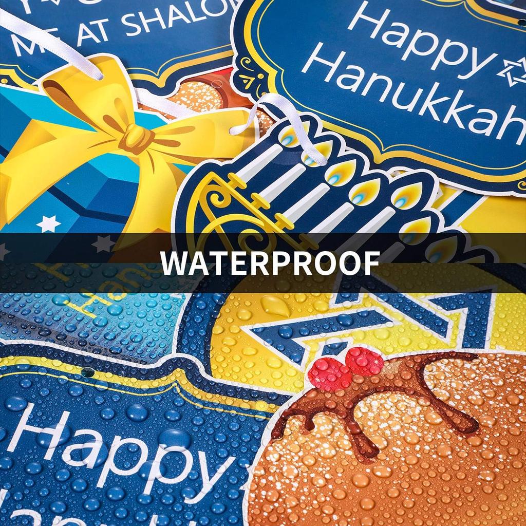 Blulu Hanukkah Decorations Banner Pre-assembled Chanukah Garland Happy Hanukkah Banner Backdrop Props for Home Indoor Holiday Party Decor Supplies