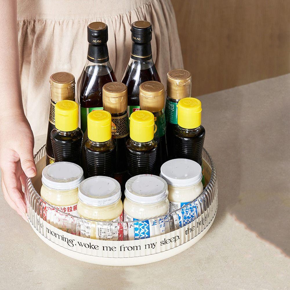 Plastic Spice Storage Tray Large Capacity Turntable Organizer Cosmetic Storage Box  Kitchen