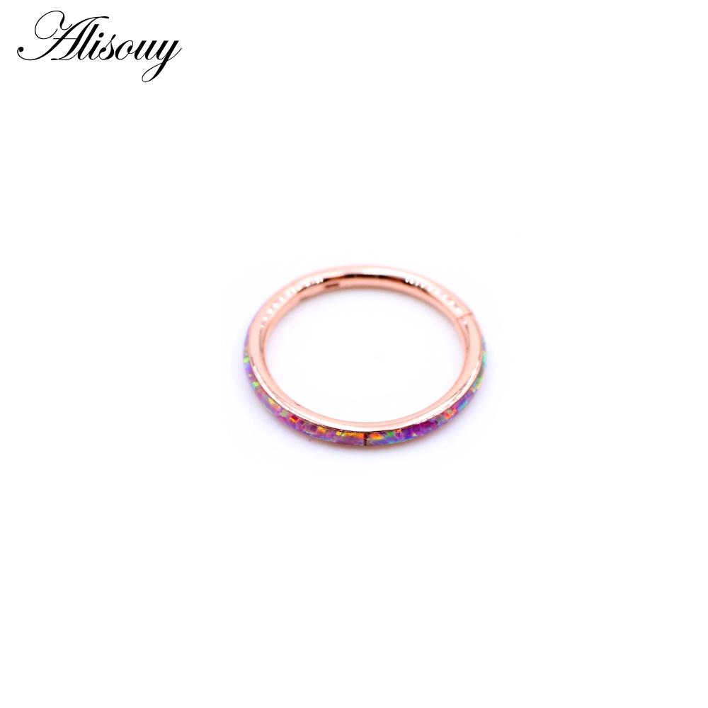 

Alisouy 1 шт., нержавеющая сталь 316L, опаловая серьга для хряща, перегородка, кольцо для носа, кольцо-кольцо, сегментное кольцо, пирсинг, ювелирные изделия 1.2x10mm розовый/розового золота