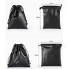 Outdoors Camping Closet Multi-function Black Faux Leather Jewelry Storage Bag Drawstring Pouch