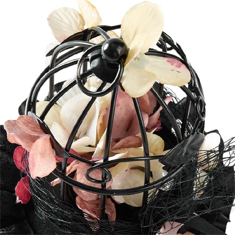 Dark Series Birdcage Miniature Hat Hair Pin with Flower Decors Vintage Headpiece For Wedding and Special Occasion