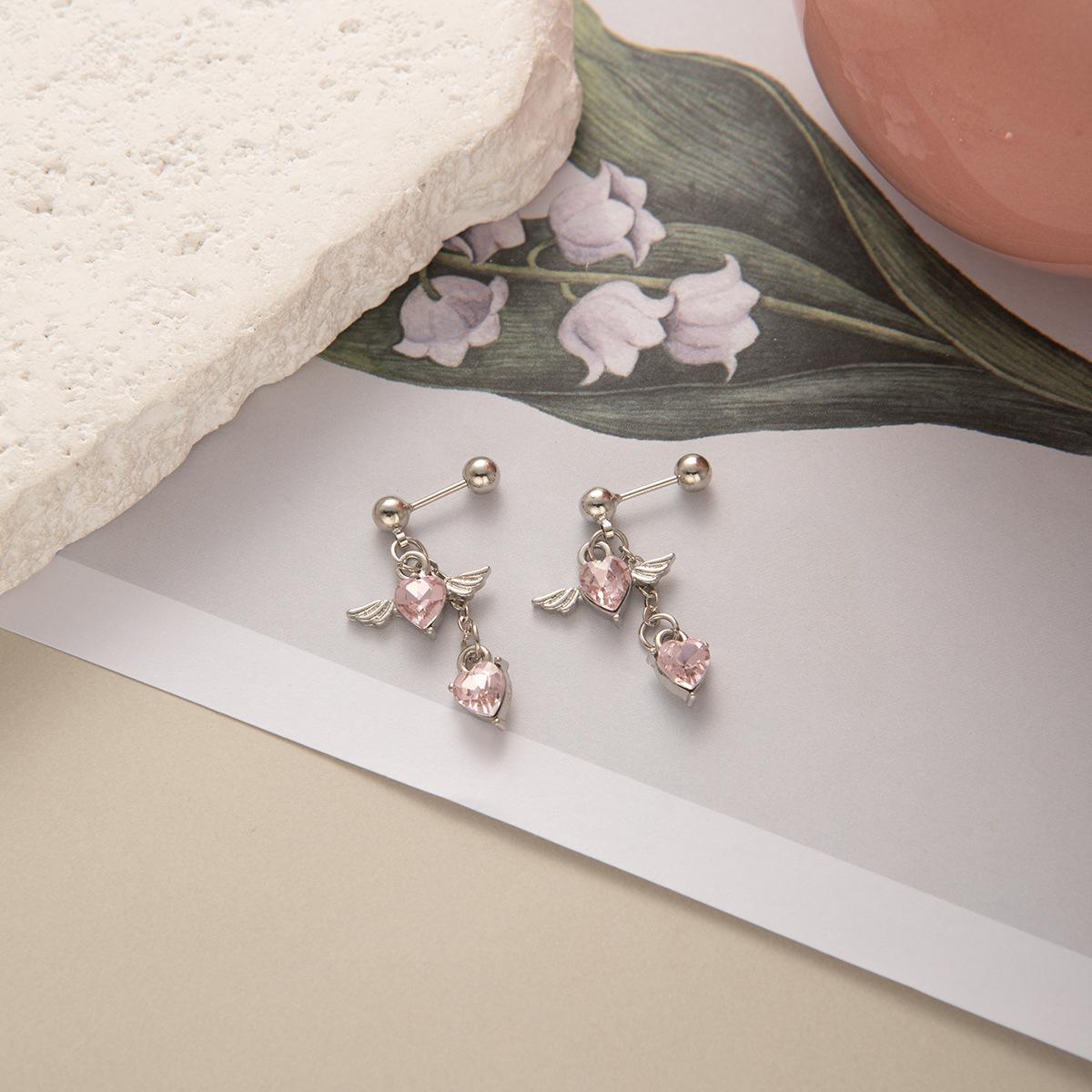 Серьги-Подвески  Любовь , Высококачественные Серьги-Подвески  Крылья Ангела  с Бриллиантами, Сладкие и Стильные Серьги.