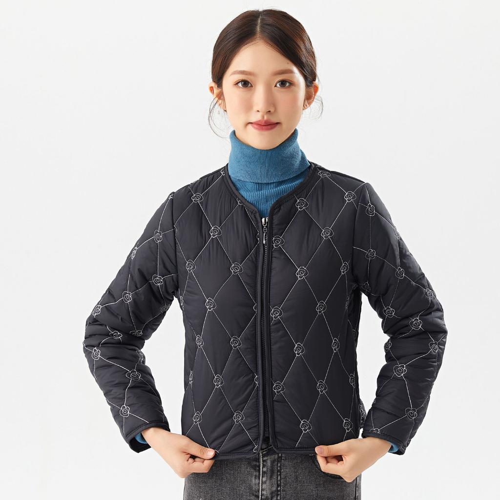 Jesień i Zima Studenci Bawełniana Odzież Damska Lekka Krótka Bawełniana Kurtka Damska Bawełniany Haft Zamek Błyskawiczny Może Być Noszona na Lewą Stronę 2325