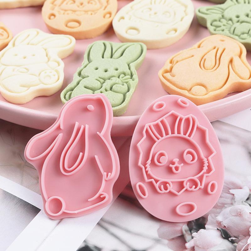 Easter Cookie Cutters Set, 8 Pcs Cookie Cutter With Plunger Stamps, 3D Cookie Stamps For Easter Biscuit Snacks Cheese Baking