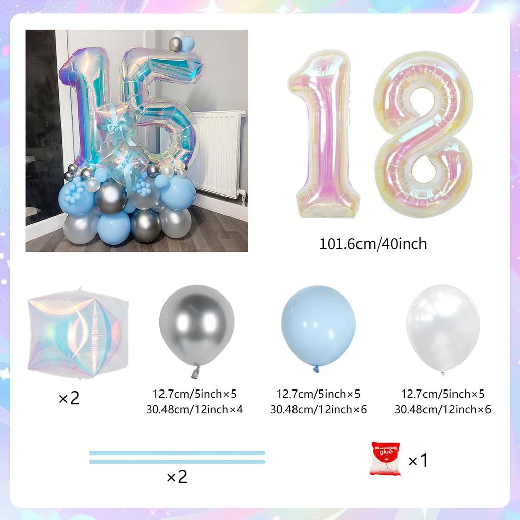 Colorful Rainbow Balloon Set Digital Transparent Colorful Aluminum Film Balloon Commemorative Day Birthday Party Decoration