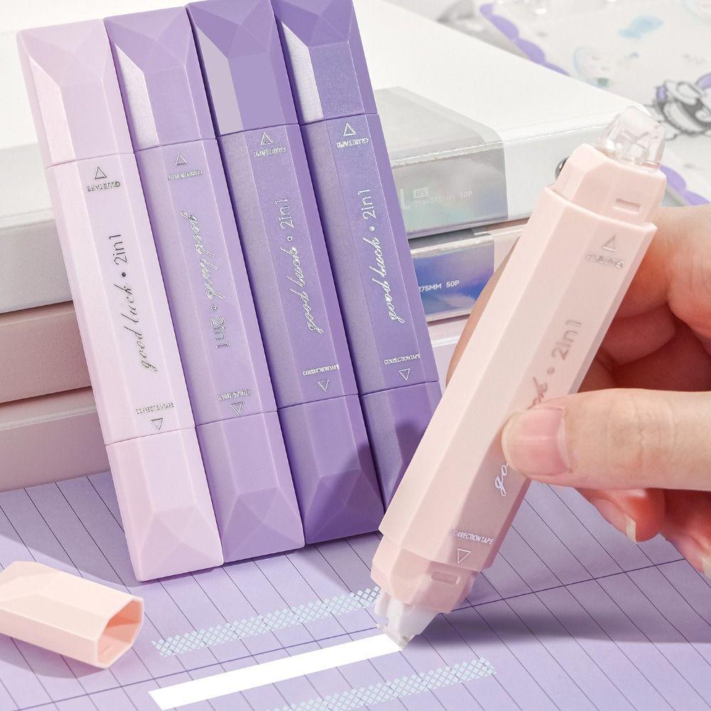 4pcs Large-capacity Correction Tape 2-in-1 Dispensing Pens Portable Dot Glue Tape  School Supplies