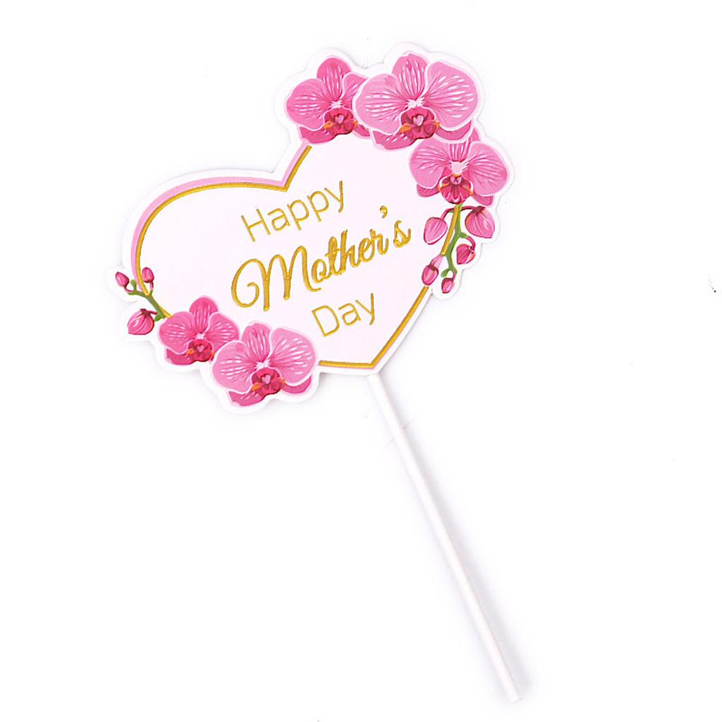 Cake Decoration Ribbon Bouquet Flowers Mother's Day Cake Insert Card Baking