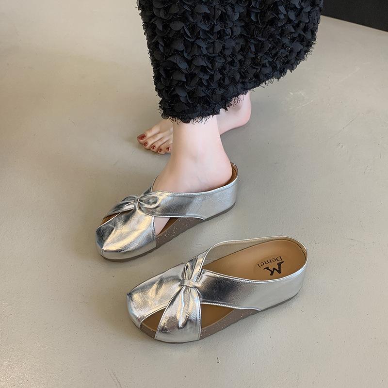 

Увеличение высоты каблука обувь Birkenstock сумка голова полушлепанцы женская летняя одежда 2025 новые маленькие одноногие крутые шлепанцы 34 серебряный