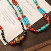 Bohemian ethnic retro necklace, Nepalese hand woven exotic style collarbone chain accessory for women