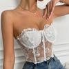 Cross-Border Floral Patchwork Bustier Tank Top with 3D Flowers for Women