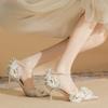 Elegant Fashion Silver Wedding Shoes Women's Stiletto Flower Decoration Pumps Sexy Thin Heels Party Women's Pumps Zapatos Mujer