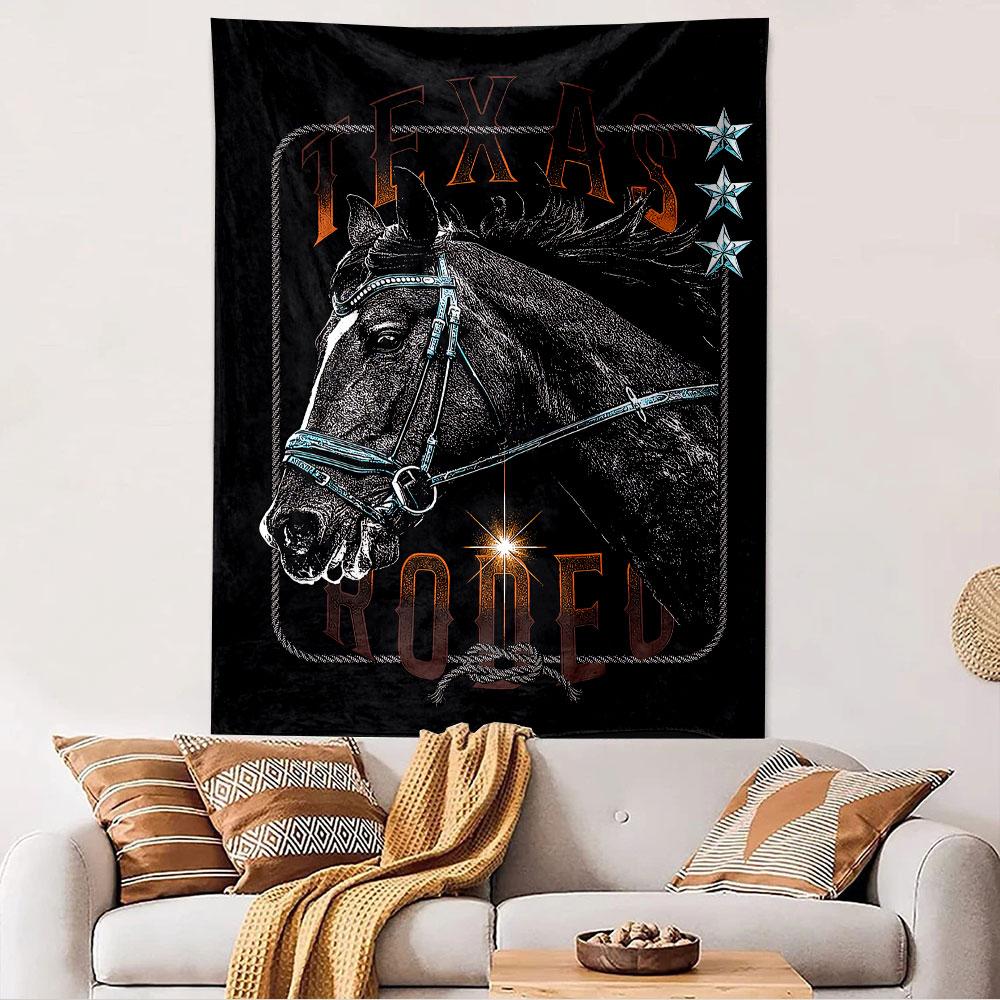 Texas Rodeo Tapestry Wall Hanging, Western Rodeo Event Poster Art, Wild West Wall Decor for Bedroom Living Room Dorm