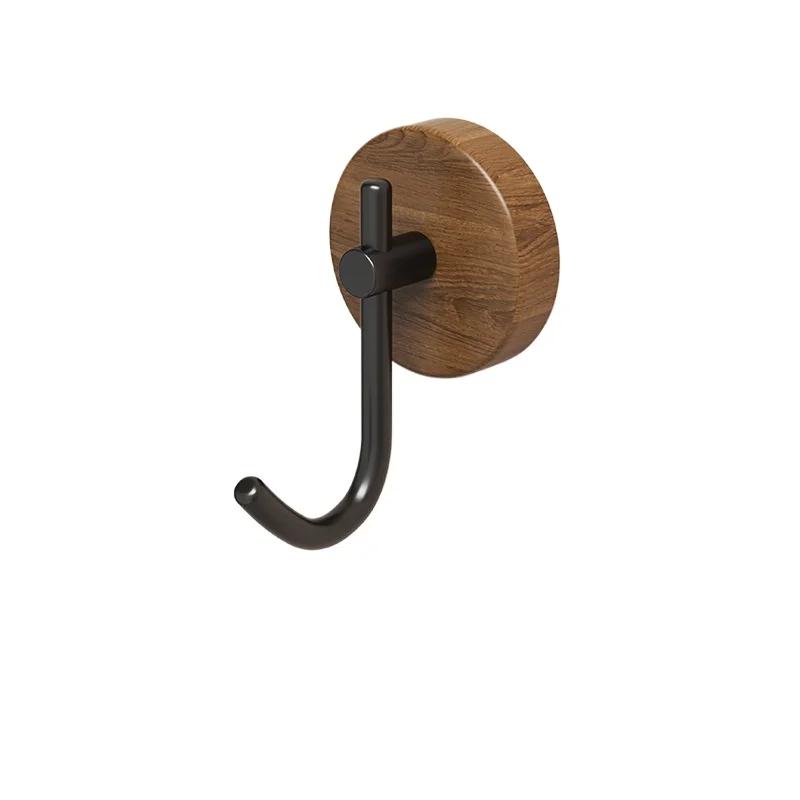 Self-adhesive New Simple Solid Wood Hook Walnut Hanging Hanger Bathroom Wall Hook Bedroom Coat Storage Rack Home Towel Key Decor