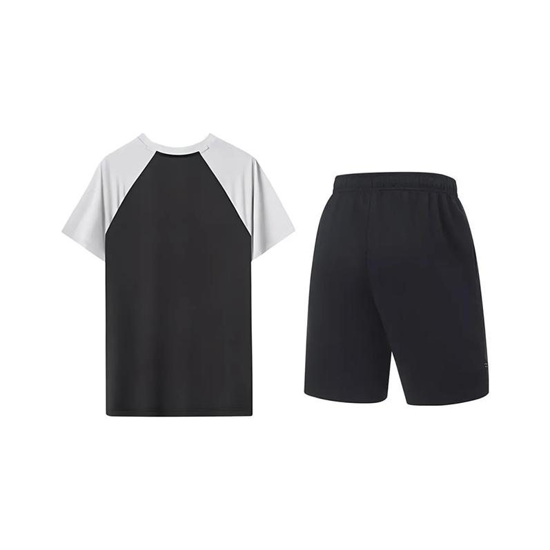 Li Ning Comfortable Color Block Round Neck Pullover Fashion Outdoor Leisure Sports Suit Unisex suit ATSU783-1+AKST543-3