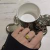 Cold wind light luxury yellow diamond ring female, opening niche design sweet gift versatile personality heavy industry fashion