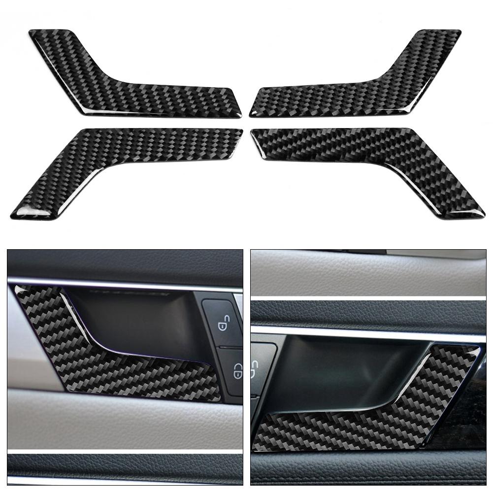 4pcs Carbon Fiber Inner Interior Door Handle Trim Cover for Mercedes W204 2005 2012
