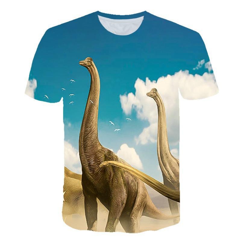 Sommar Rundhals Dinosauriemönster 3D-tryck Topp Trendig Casual Kortärmad Herr T-shirts