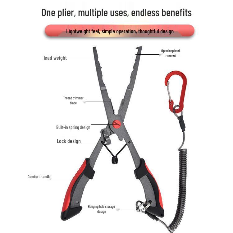 Pinze da Pesca Multifunzione: Rivestito in Teflon, Resistente alla Corrosione, Rimuovi Amo, Taglia Filo, Controllo Pesce, Pinze per Esche.