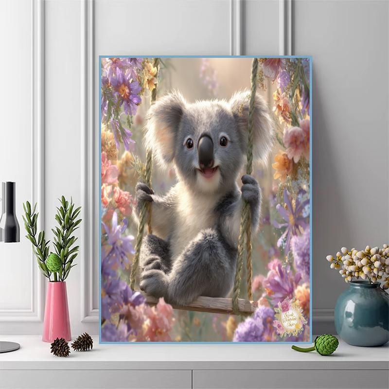 Koala and flowers Pattern  3pcs 100% Round Full Drill 5D DIY Diamond Painting Embroidery Cross Stitch Rhinestone Décor