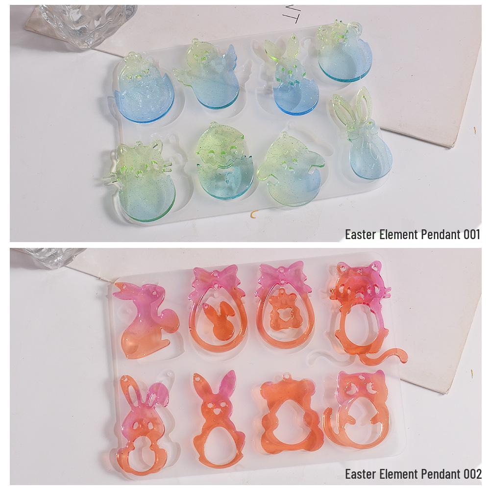 Easter Resin Animal Earrings Mold: Egg, Rabbit, Chick, Cat Pendant