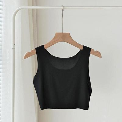 Seidige Tanktops für Damen, elastisch, kühlend, ärmellos, Basic-Shirt, ultradünn, nahtlos, Cami-Crop-Top