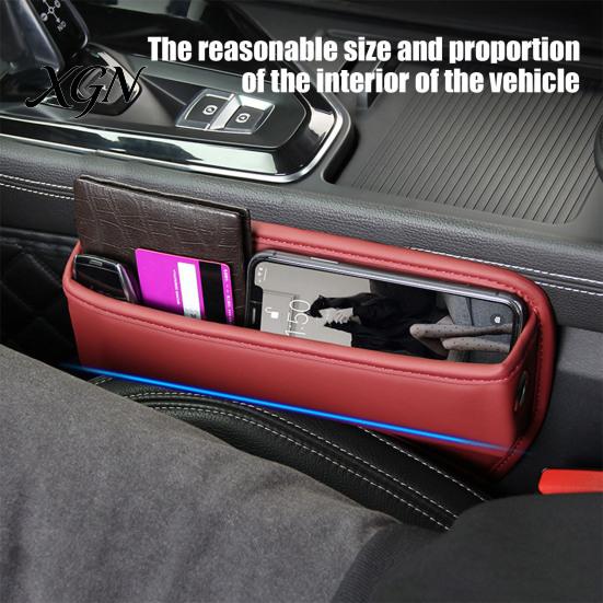 Automotive Interior Storage Box Car Seat Gap Organizer Box, Faux Leather Multifunction Console Pocket Crevice Side Pocket, Universal Wallet