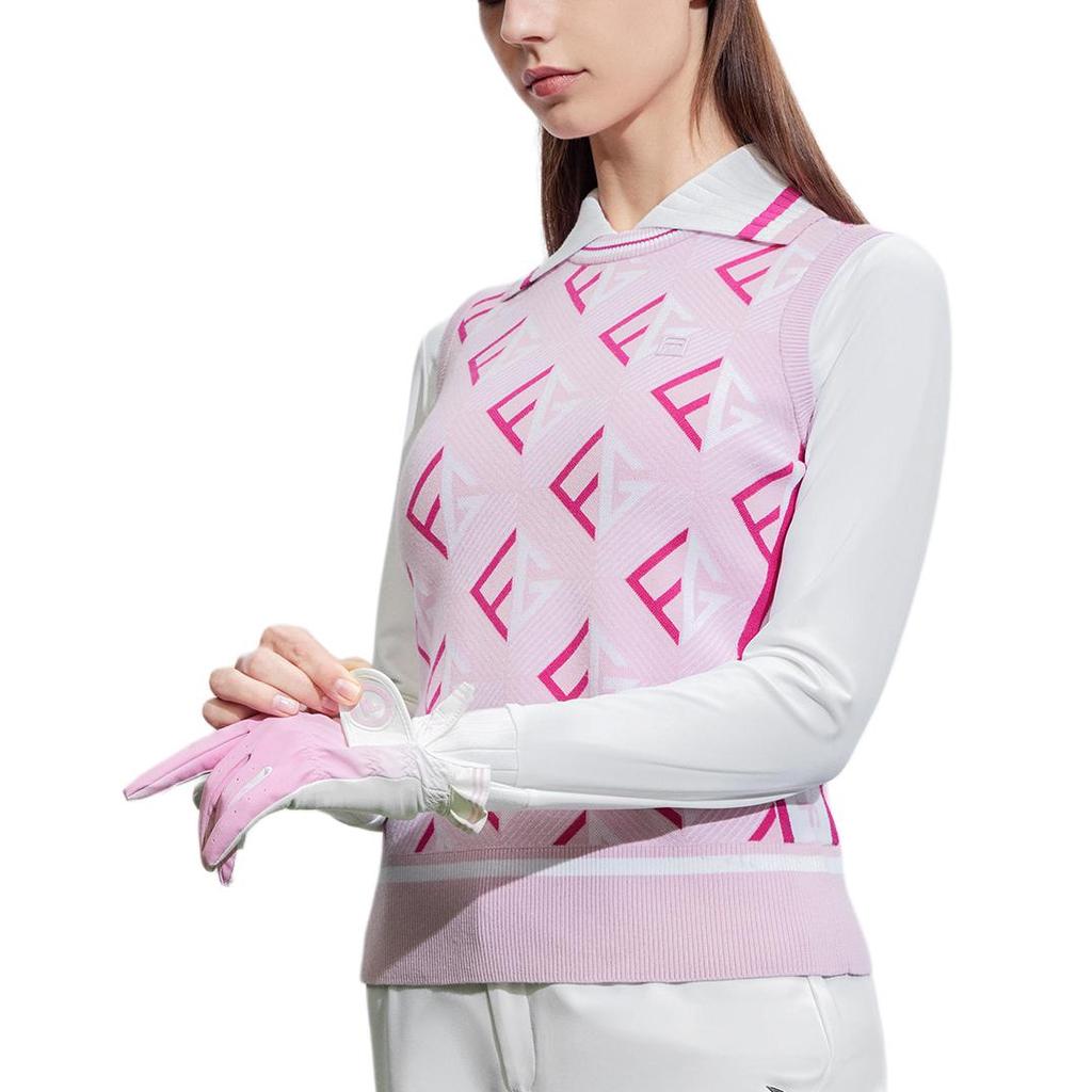 Fila Golf Series All Over Print Casual High Sensitivity Sleeveless Knit Top Women Tops Light-Mist-Pink A11W415408F-PK
