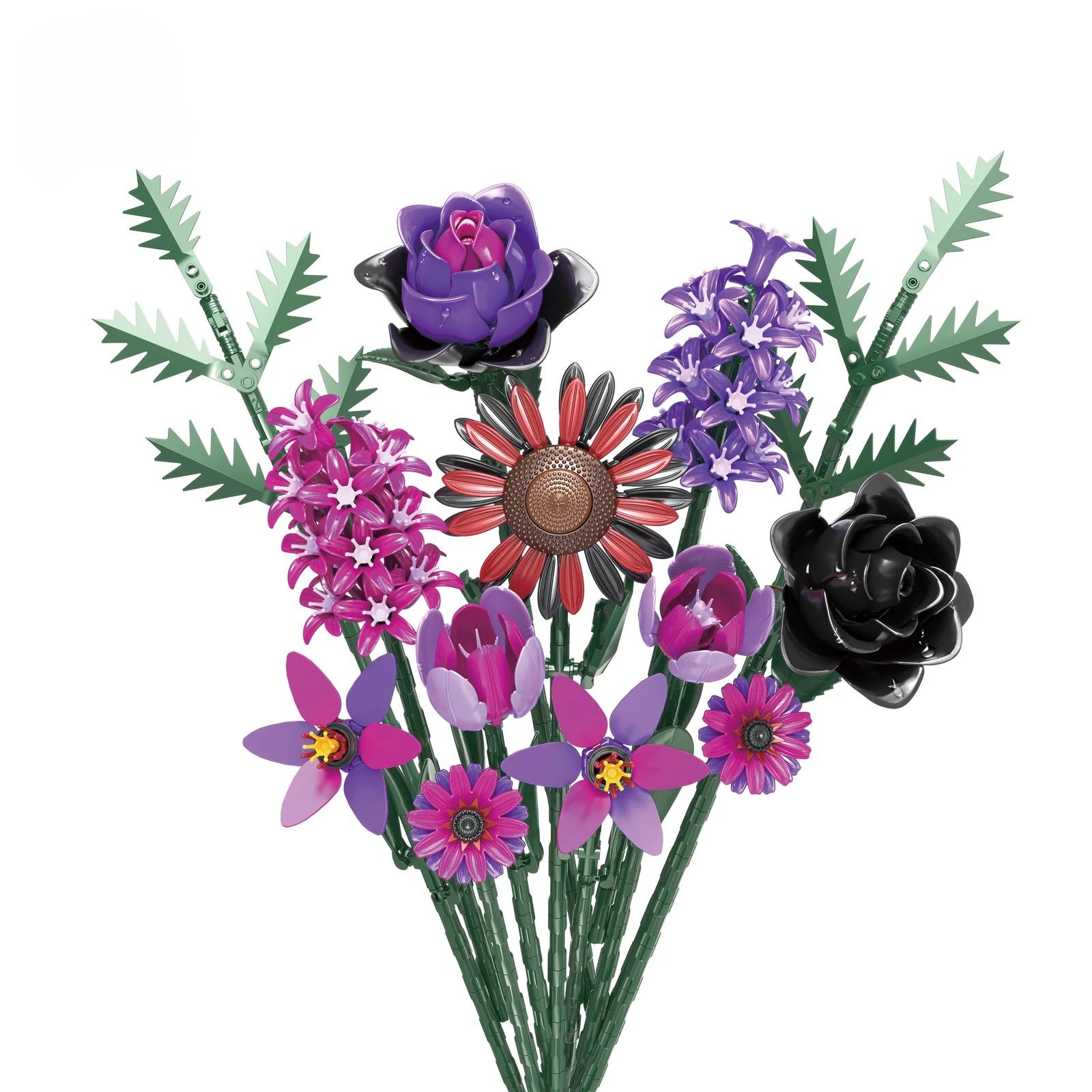 Premium-Quality 11027 Premium-Quality Gothic Floral Superior-Grade 614Pcs Top-Grade Flower Premium-Quality Bouquet Self-Assembly Small-Piece
