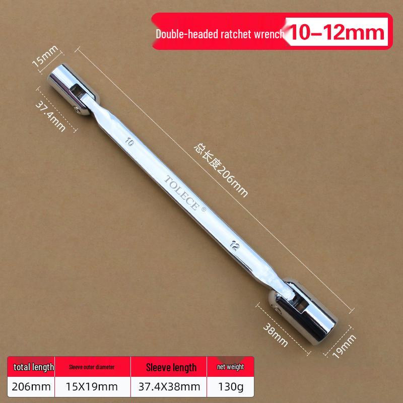 Dual-Use Ratchet Wrench 8-22mm: Double-Ended, Open-End & Socket Auto Repair Tool